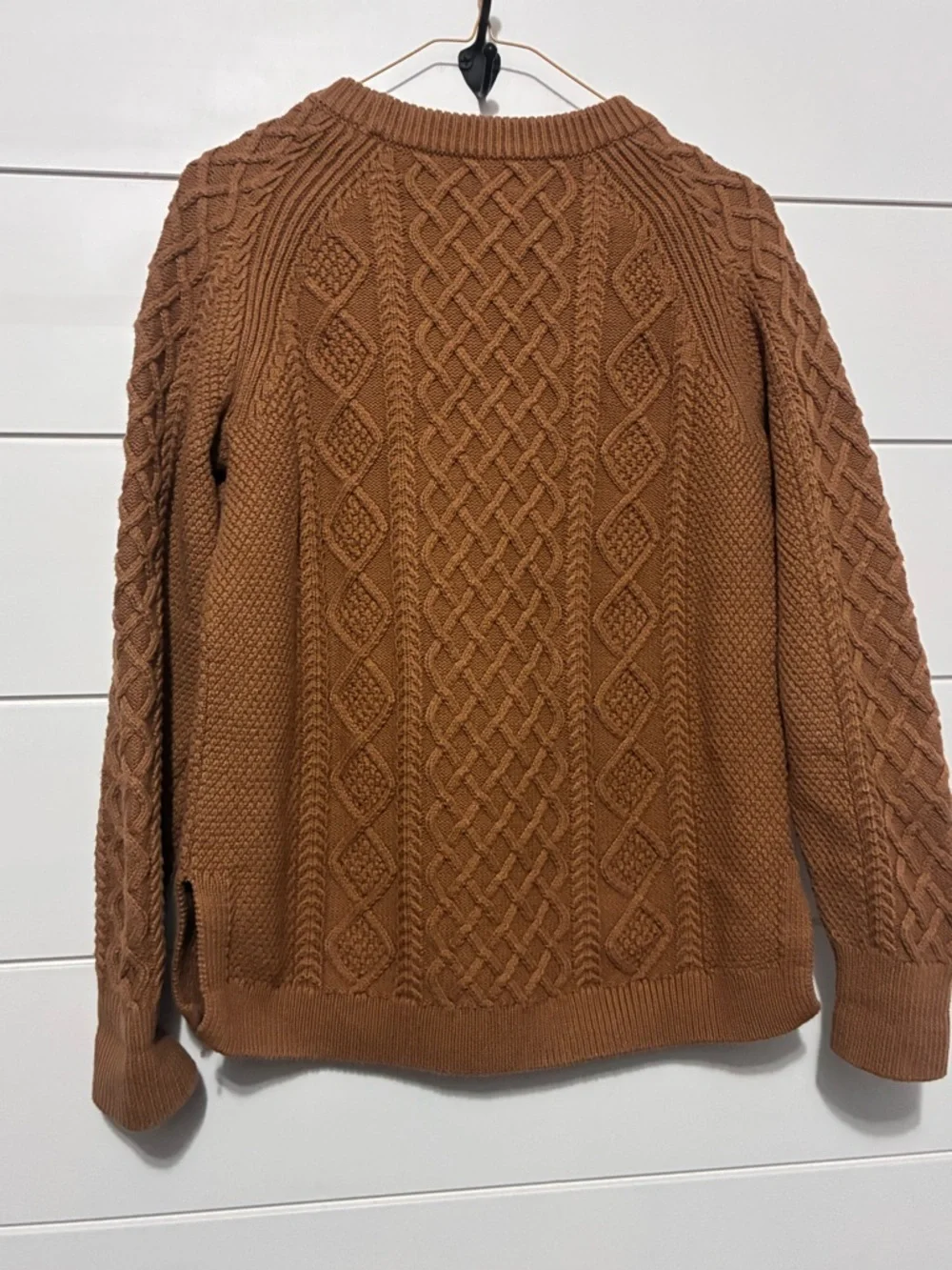 J. Crew Cotton Cable-Knit Sweater, small, camel